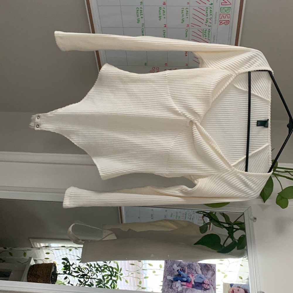 Medium, Striped textured body suit